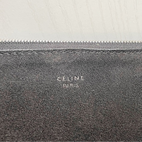 Celine black nappa suede leather trio zip pouch clutch vintage rare dustbag - Picture 4 of 9